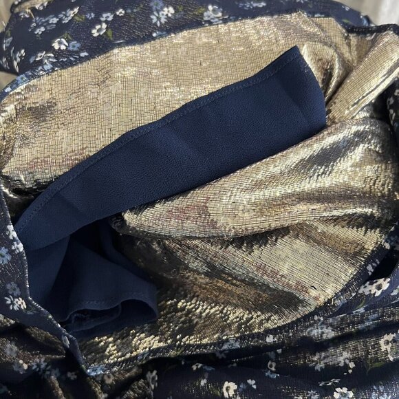 NWOT $434 MICHAEL KORS Navy Metal Floral Maxi Long Dresses Size M Women - Picture 8 of 10